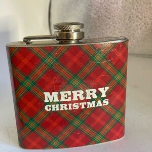 Hip flask red & green plaid 5 oz some scratches from wear